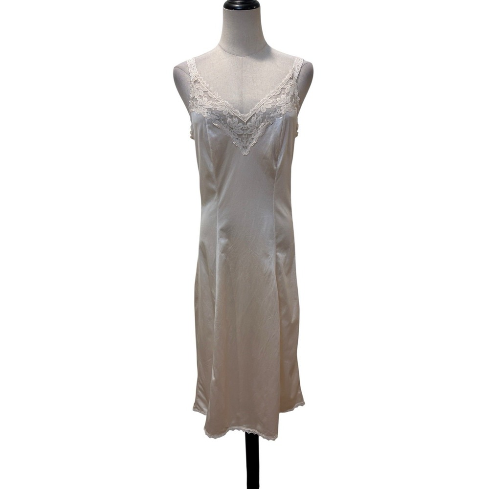 Vtg 70s Maidenform Lace Slip Dress Ivory Romantic‎ Lingerie Cottagecore Fairy
